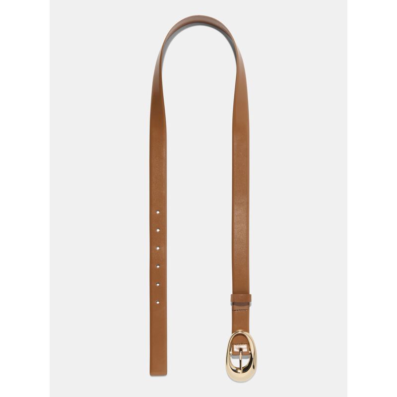 Veronika Maine Oblong Buckle Tan Leather Belt image number 1